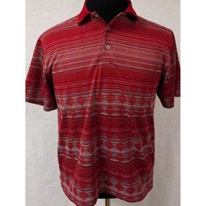PGA Tour Mens Small Red Argyle Diamond Short Sleeve Golf Polo Performance Shirt